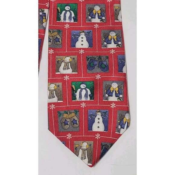 Holidays By MMG Mens Tie Christmas Snowman 57" Multicolor Silk Made in USA - Picture 2 of 7